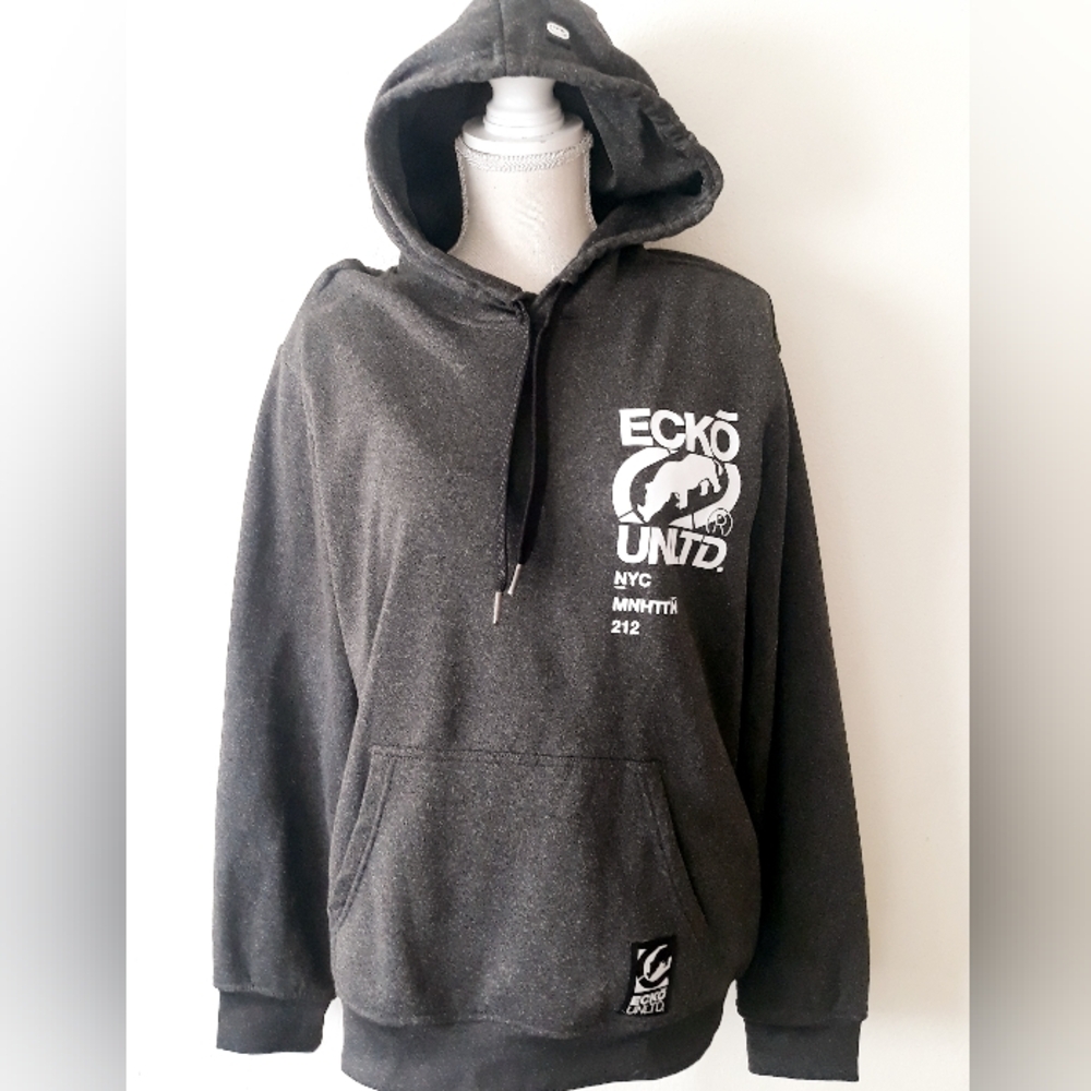 Ecko Unlimited Men's NYC Manhattan Hoodie - Size Medium Gray Sweatshirt - Picture 10 of 11